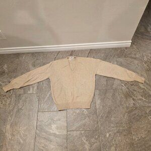 Vintage Lord Jeff Shetland Wool size medium tan Sweater USA Made Men’s